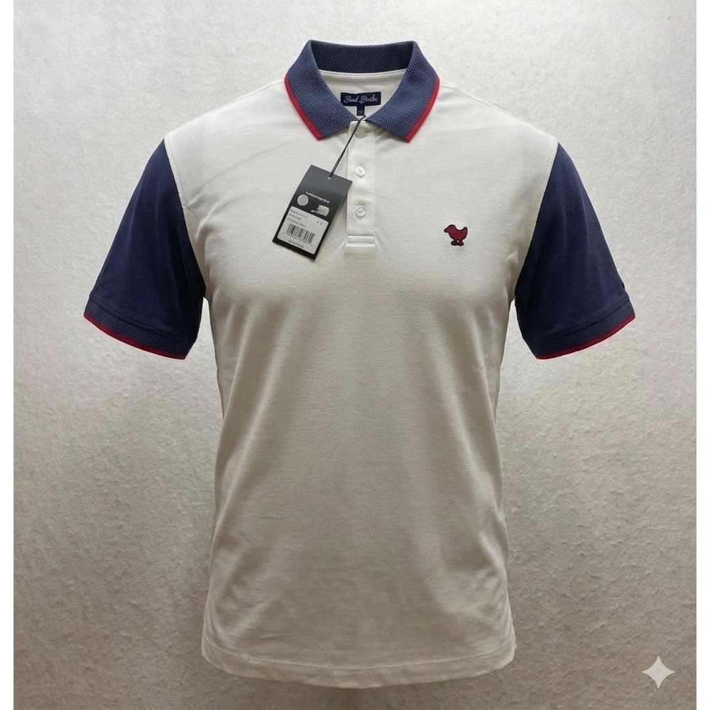 Bad Birdie BBMP030-721 Men's White Short Sleeve Golf Polo Shirt. NWT. Size S.